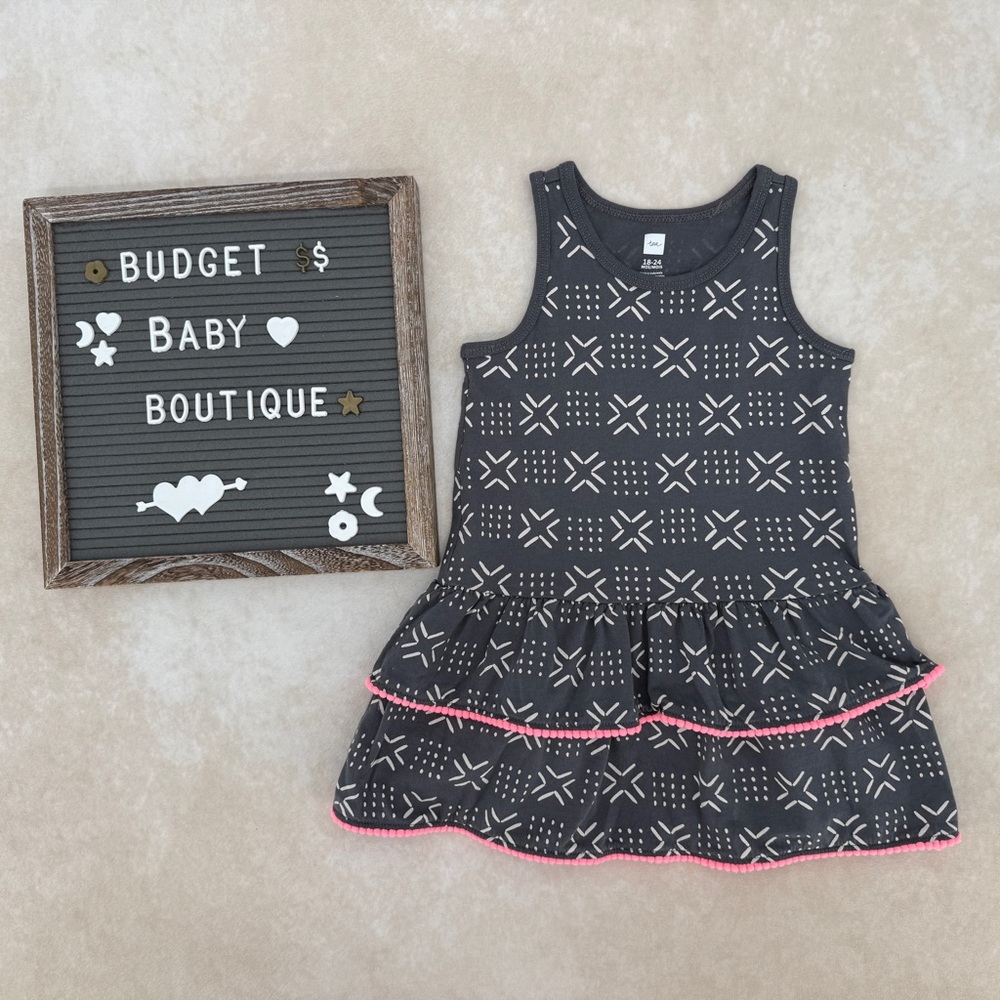 Tea Collection Gray Sleeveless Toddler / Baby Girl's Cotton Dress - 18-24 Months
